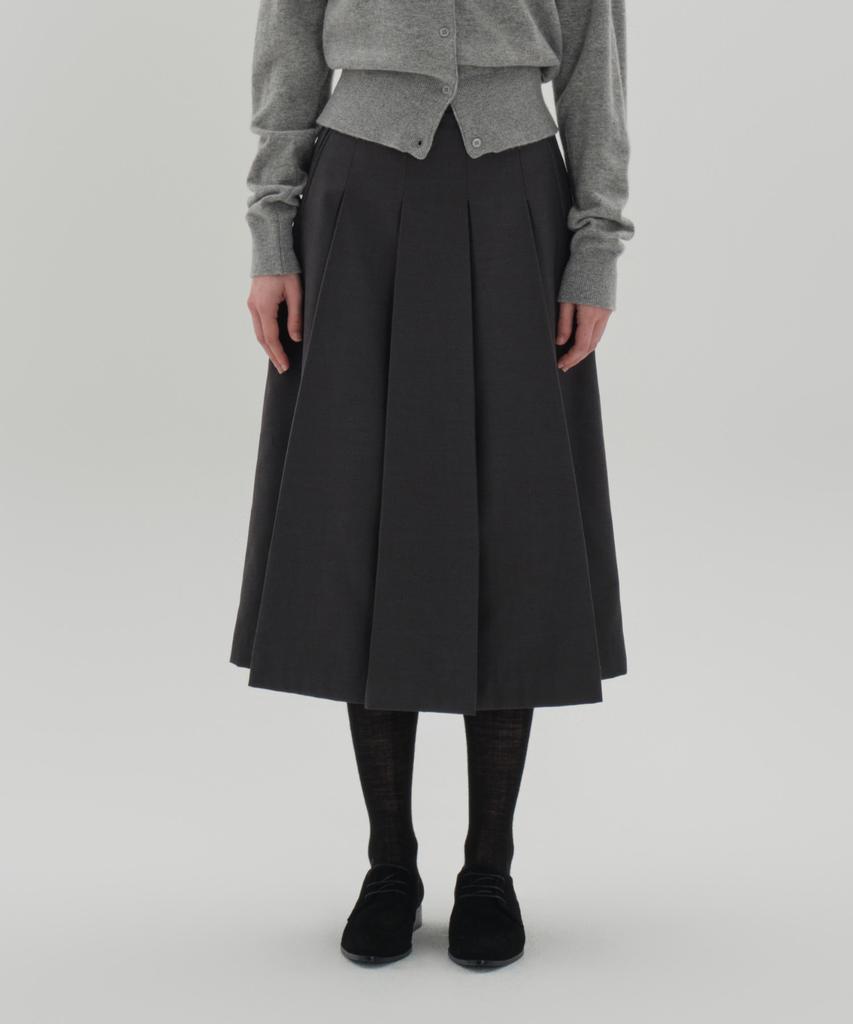 Jun By Jun K A-Line Pleated Skirt_Dark Gray