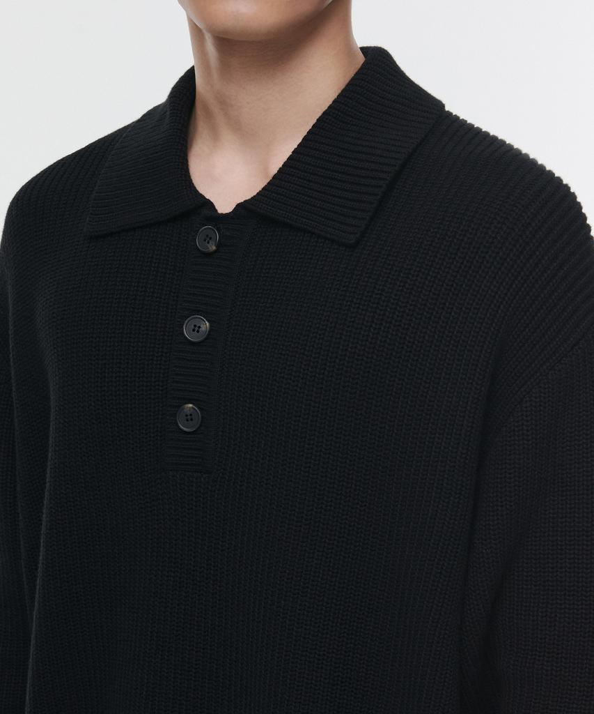 MUSINSA STANDARD Cotton Ribbed Collared Knit [Black]