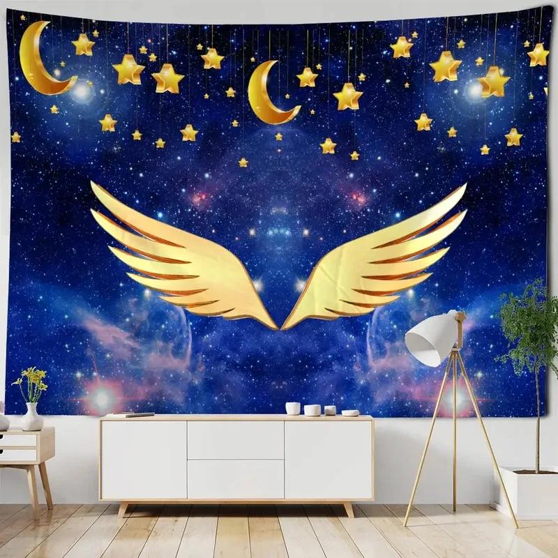 Гобелен с узором «Космические крылья фантазии» для украшения стен дома, гобелен для спальни, гостиной, гобелен