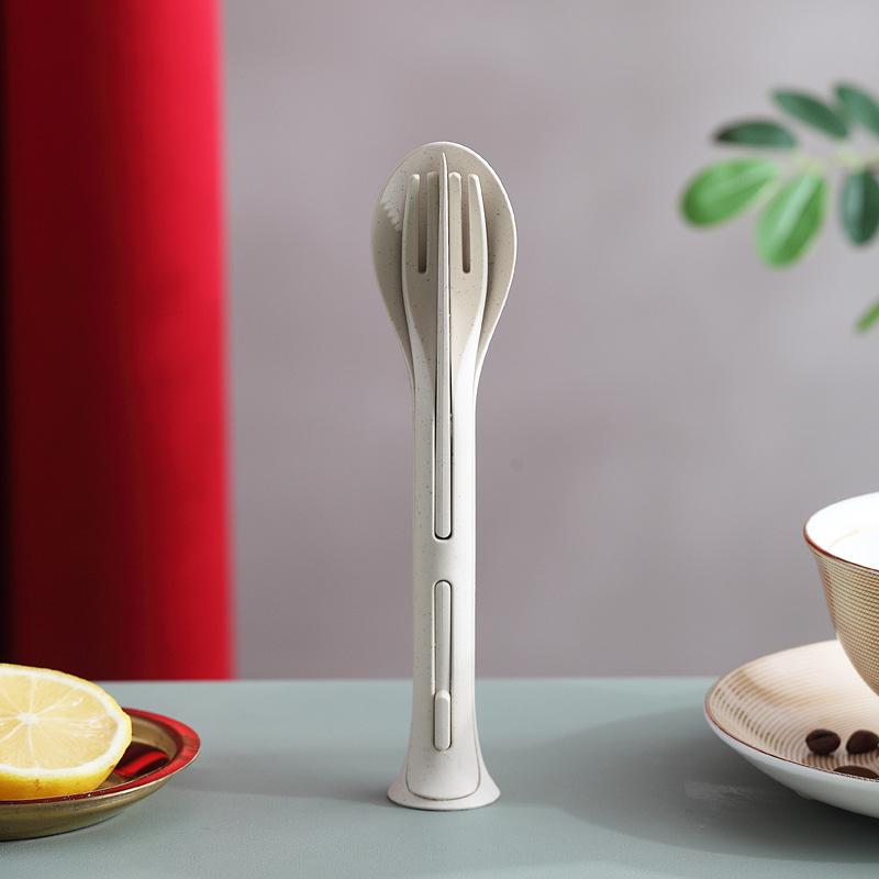 3 шт./компл. 3 в 1, дорожный портативный набор столовых приборов, японский стиль, нож из пшеничной соломы, вилка, ложка, студенческие наборы столовых приборов, кухонная посуда