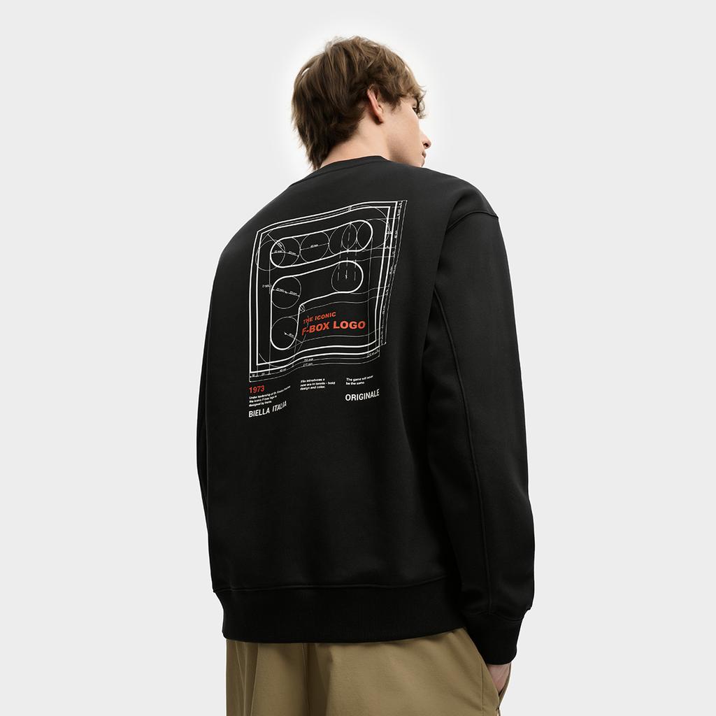 Fila Оригинальная флисовая версия Модный повседневный универсальный теплый свободный пуловер Толстовка Мужская толстовка Черная F11M549214FBK