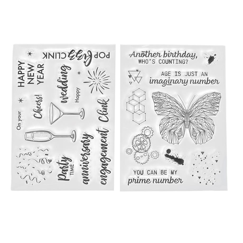 Набор из 2 прозрачных штампов с прозрачным отпечатком, здоровые, не вызывающие раздражения, пригодные для вторичной переработки, практичные прозрачные штампы