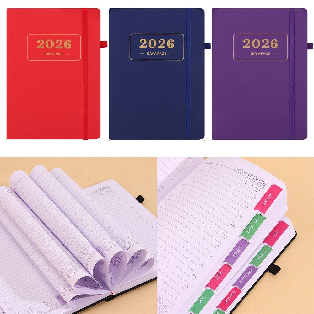 Waterproof 2026 Daily Planner PU Leather Calendar Book Thick Paper Agenda Notepad Students