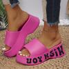 Letter Printing Wedge Platform Sandals Women Summer Beach Non Slip Thick Sole Slippers Woman Outdoor Fashion EVA Pillow Slides