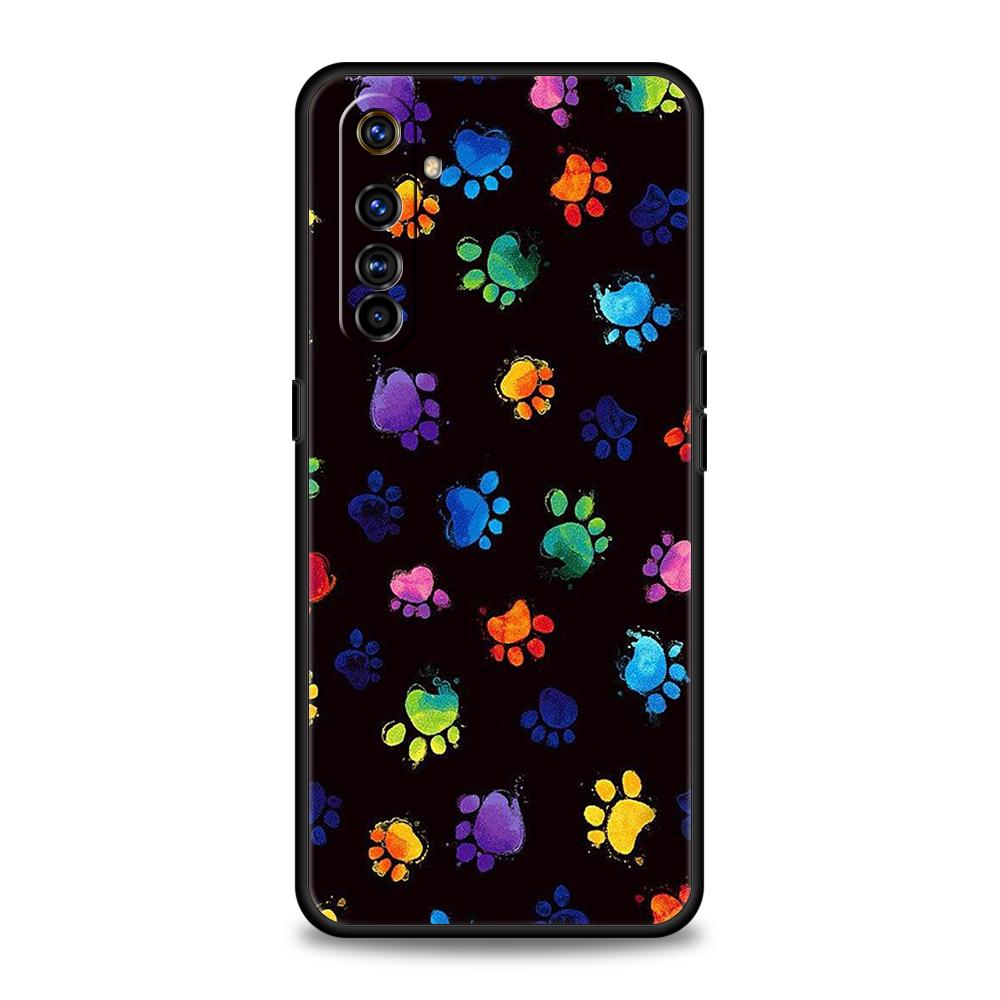 Милый Чехол для Телефона с Отпечатком Лапы Собаки для Realme 8 9 Pro Plus 8i 9i 6 7 GT2 C21 C25 C3 C11 11 Pro 5G Plus Ударопрочный Силиконовый Чехол