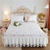 Good Quality 100% Cotton Quilted Bed Skirt King Queen Size Cute Floral Printed Romantic Lace Bedspread Not Including Pillowcase