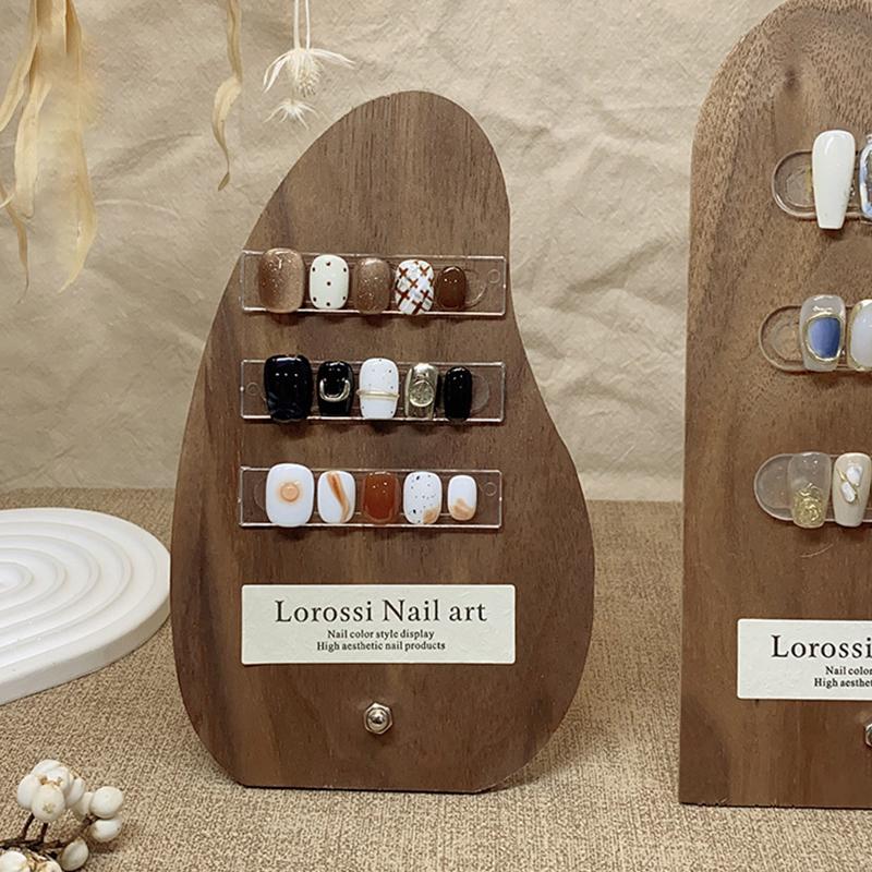 Древний стиль Нейл-арт Цветовая палитра Ореховая доска для демонстрации Украшение Нанесение лака для ногтей Клей Цветовая карта Маникюр Демонстрационная стойка для образцов