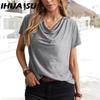 Весенне-летняя женская блузка однотонная повседневная модная с коротким рукавом женская