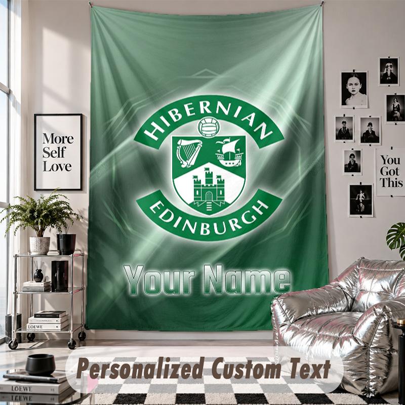 Custom Tapestry Wall Hanging, Hibernian FC Personalized Name Text Home Wall Decor