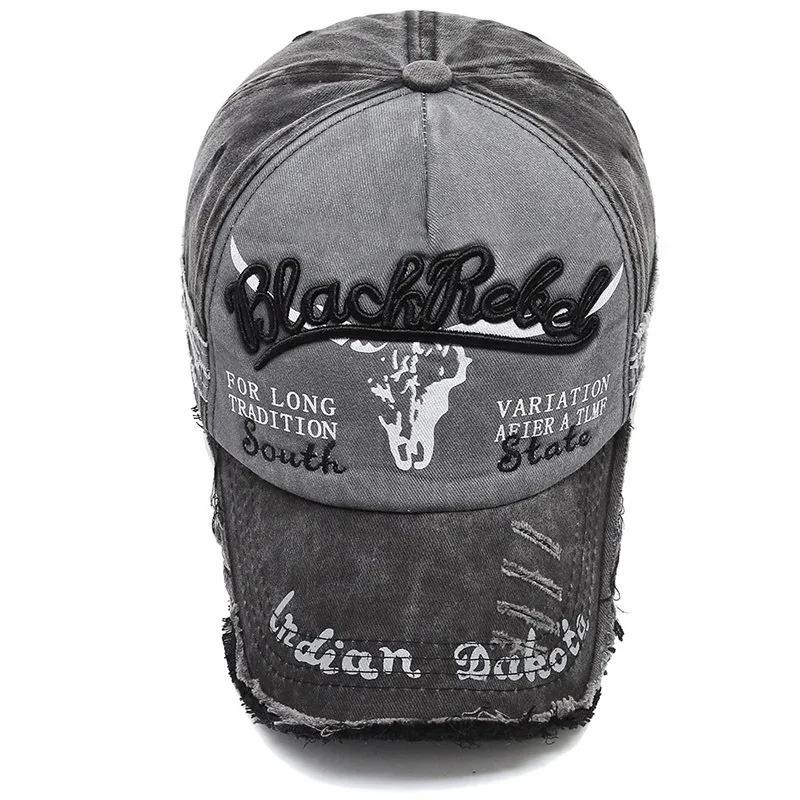 Sports Outdoor Women And Men Pattern Head Cow Cap Baseball Stitching Stitched Embroidered Alphabet Vintage Cotton Washed Neutral Gender For Hats