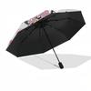 Minnie Mouse Themed Automatic Opening and Closing Umbrella, Brightly Colored 8-rib Portable Umbrella, Suitable for Men and Women, A Perfect Gift for C