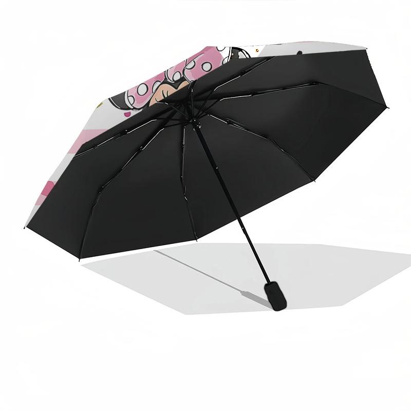 Minnie Mouse Themed Automatic Opening and Closing Umbrella, Brightly Colored 8-rib Portable Umbrella, Suitable for Men and Women, A Perfect Gift for C