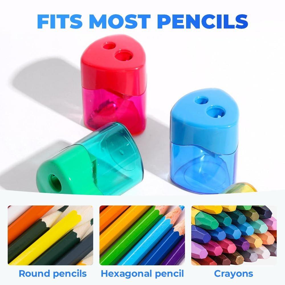 4 Pcs Multi-Color Handheld Sharpener 2-Hole Design Pencil Sharpeners Dual Holes Sharpener  Student