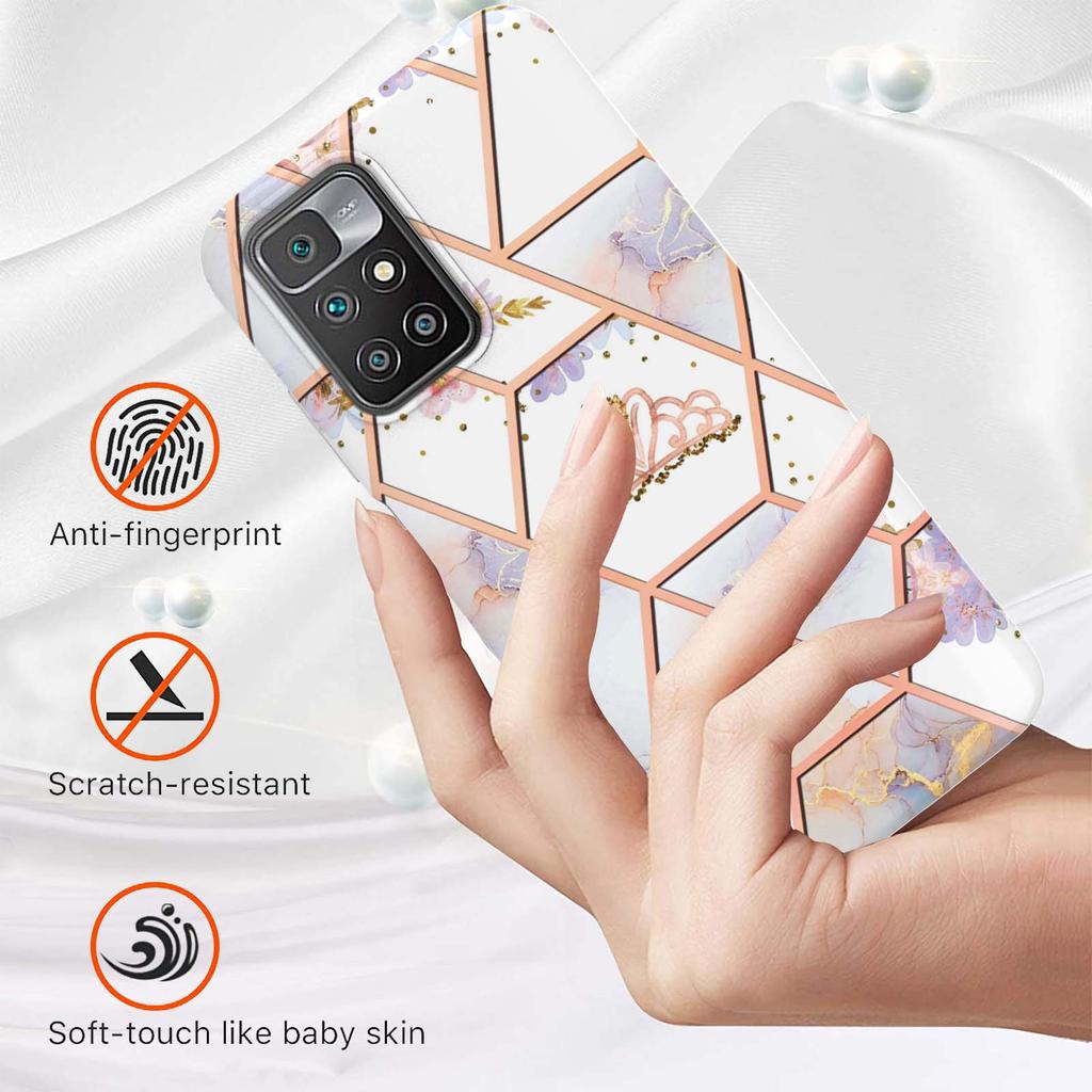 Ультратонкий чехол для телефона IMD ​​с золотой каймой и мраморным цветком для Xiaomi Redmi Note 11S, Redmi Note 11 4G, Note 12 Pro 4G, Xiaomi 11T, Redmi 10, Poco X3 NFC...