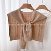 Womens Knitted Shawl Scarf With Tie Detail Lightweight Warm Wrap Winter Korean Style Crochet Trim Accessory