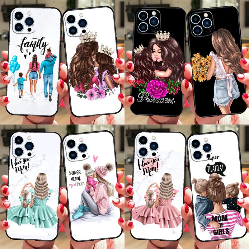 Baby Mother Brown Girl Family Case For Xiaomi 15 Ultra 13 14 13T 14T 15T Pro 17 Pro Ma POCO F7 F5 F6 X5 X6 X7 Pro Cover