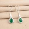 Natural Green Onyx Gemstone 925 Sterling Silver Jewelry Zircon Earrings 1.86" CZE-7-18
