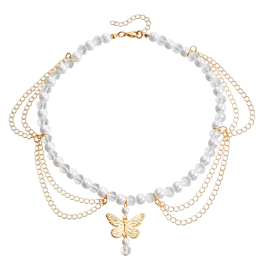 Готическое ожерелье с крестом, цепочка с имитацией жемчуга, многослойное ювелирное изделие из бисера, подарок