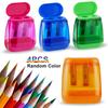 4Pcs Dual-Hole Pencil Sharpeners With Lid And Shavings Container Portable Manual Sharpener Set For Colored Pencils