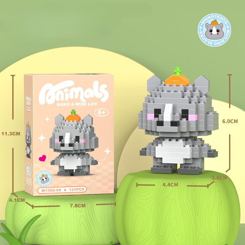 Cute Little Animal Lion Penguin Tiger Children's Micro Particle Building Block Toy