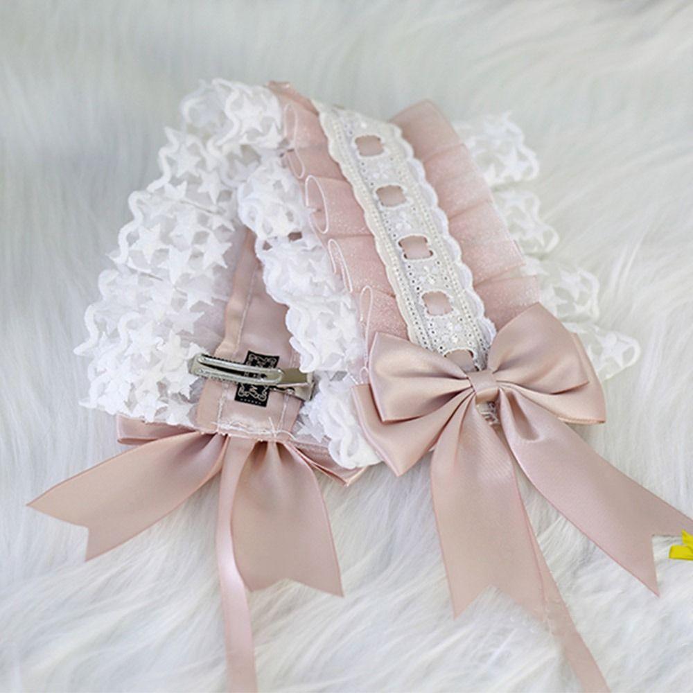 Повязка на голову с заколками Лолита с оборками Заколки для волос из кружевной ленты Вышитые заколки для волос