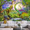 Dinosaur Forest Print Home Decor Tapestry Wall Hanging Wildlife Art Theme Aesthetic Living Room Bedroom Decor Hanging Curtain