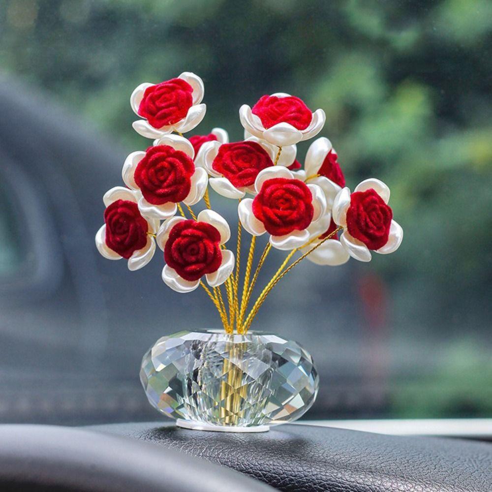Изысканный хрустальный букет роз Хрустальные поделки Миниатюрная хрустальная фигурка цветка Настольное украшение