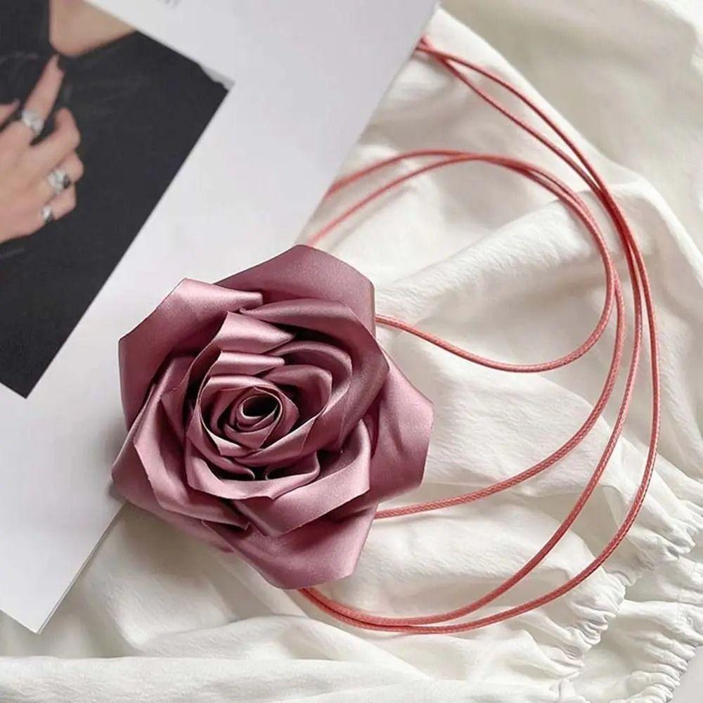 Шейный ободок, розовое кружевное ожерелье на шею, роскошный цветок, поясная цепочка, модная модная цепочка для тела, женская