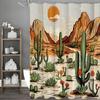 Desert Cactus Shower Curtain, Bathroom Decorative Shower Curtain, Waterproof Shower Curtain with Hooks