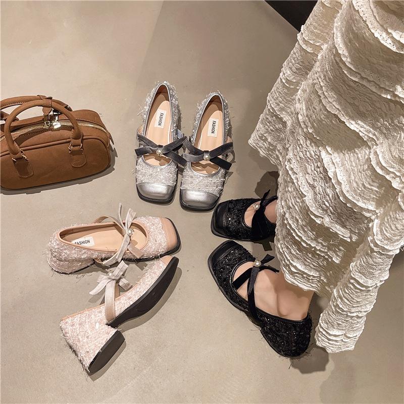 French Small Fragrant Mary Jane Shoes Children's Spring 2025 New Temperament Thick Heel Single Shoes with Skirt High Heels