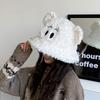 Cute funny big eyes plush hat women autumn and winter thickened thermal basin hat big head circumference cartoon couple bucket hat