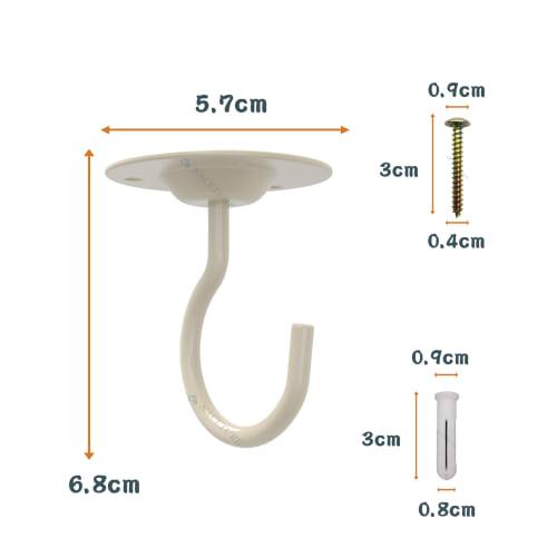 Ceiling Hooks, Hanging Planter Hooks, Shade Mounting Hardware, Screw Hooks, Wall Hooks, Shade Mounting Hardware - Pack of 3