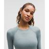 Lululemon Swiftly Tech Cropped Long Sleeve Shirt 2.0 Concrete Blue Belgian Blue