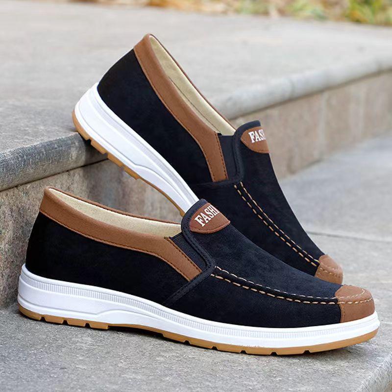 Старая пекинская тканевая обувь, мужская обувь, рабочая обувь на сухожильной подошве, повседневная обувь, дышащая парусиновая обувь без шнуровки для мужчин