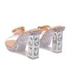 Fashion Liyke New Fashion Diamond Square High Heels Platform Slippers For Woman Crystal Flower Designer Sandals Transparent Shoes Women