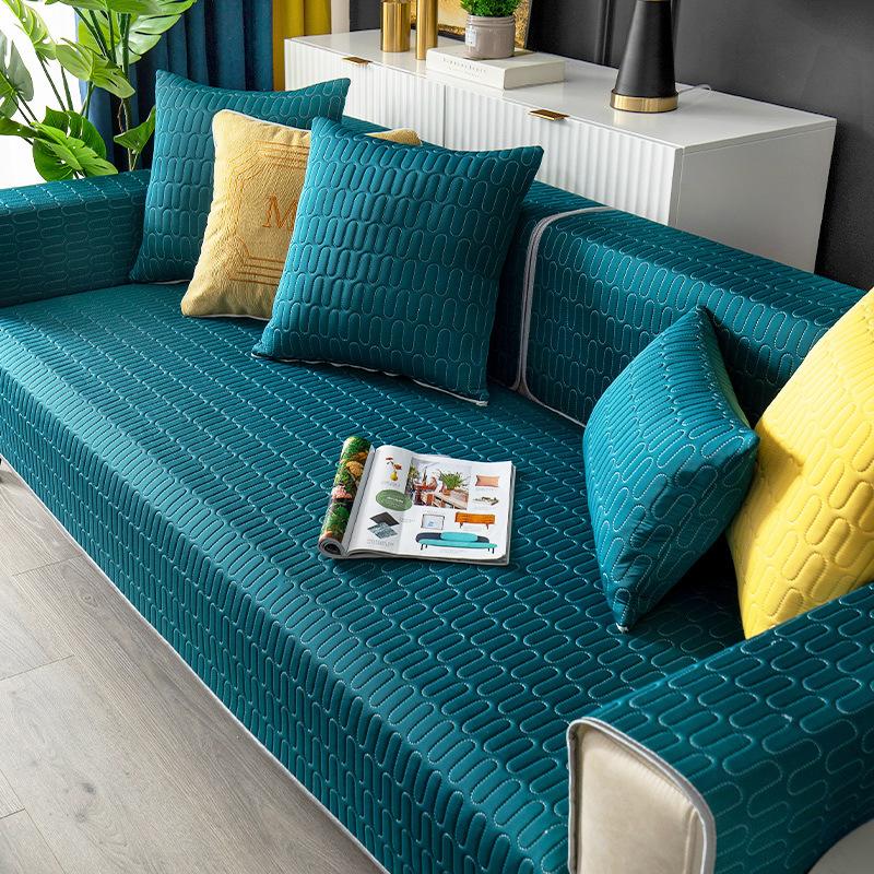 Однотонный нескользящий латексный чехол для дивана из ледяного шелка, подушка для сиденья, чехол для дивана для гостиной, подлокотник, полотенце, L-образный угловой чехол для дивана