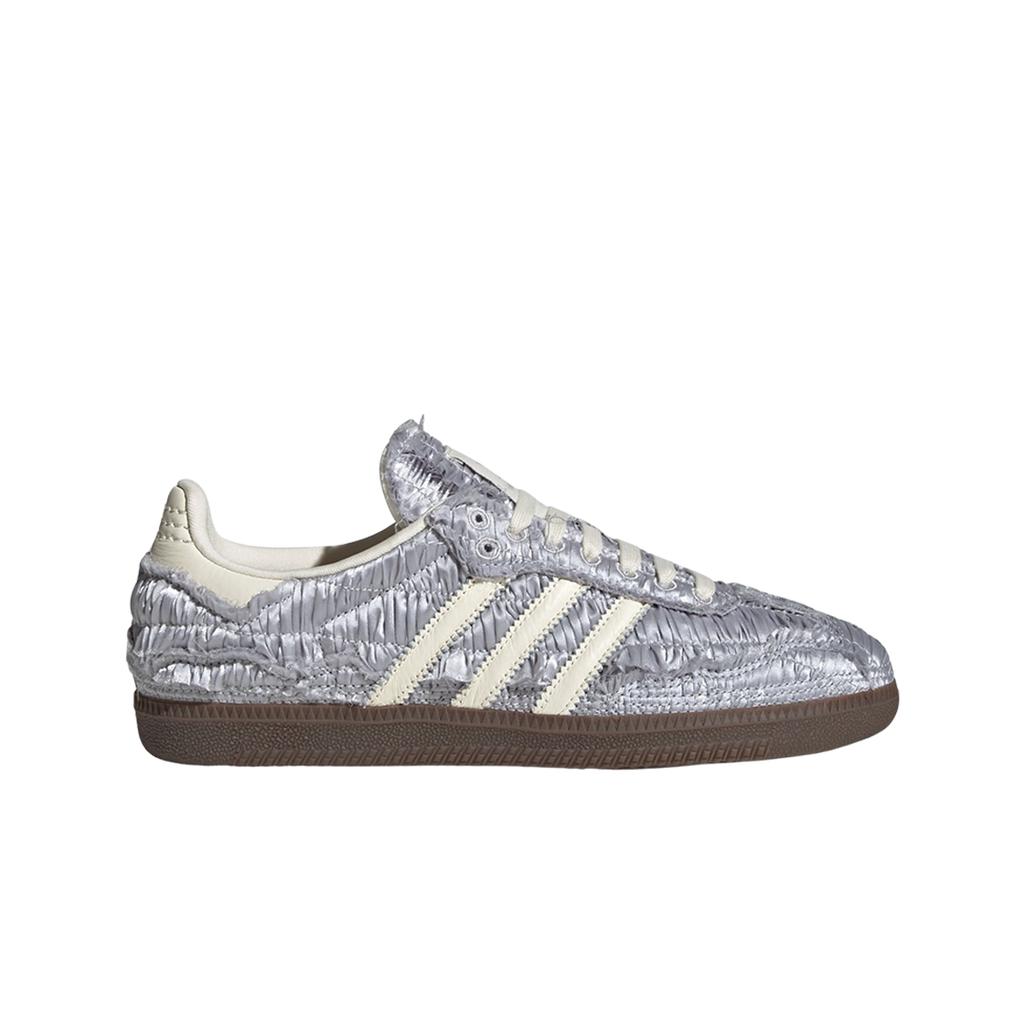 Caroline Hu x adidas Samba OG Satin Pack - Серебристый Металлик Мужские Кроссовки Кремово-Белый Резина JP9283