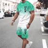 Summer Mens Casual Fashion Gradient Spade K Printed Crew Neck T-Shirt Shorts Outfit Cute Designer Clothing Men Streetwear