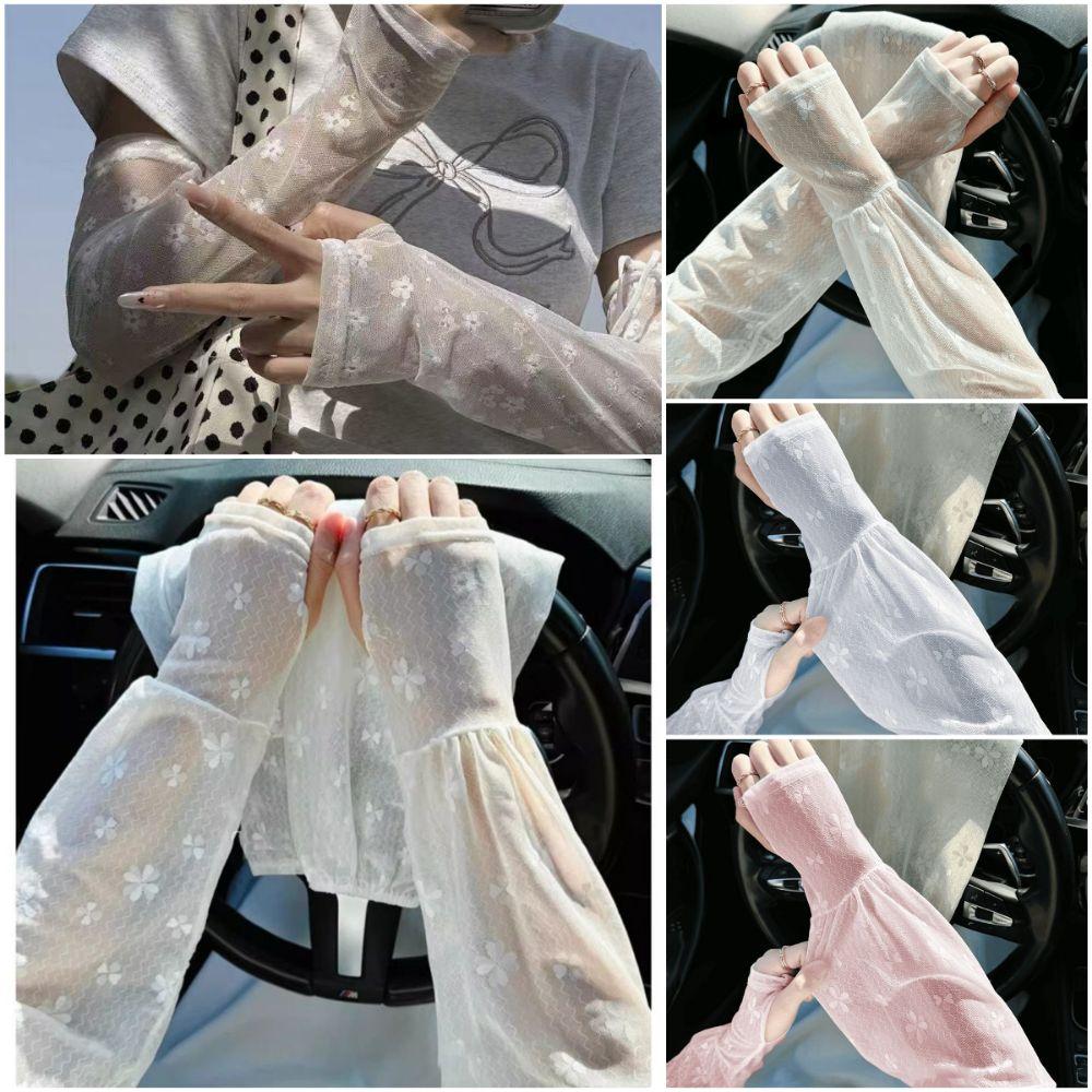 Lace Sunscreen Sleeve Loose Ice Silk Cooling Arm Sleeve Fashion Lace Arm Sleeves  Spring Summer