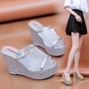 Summer Shoes Woman 2022 Trendyol Platform Slippers Wedges Mesh Bling Designer Elegant Party Sandals Slides Women