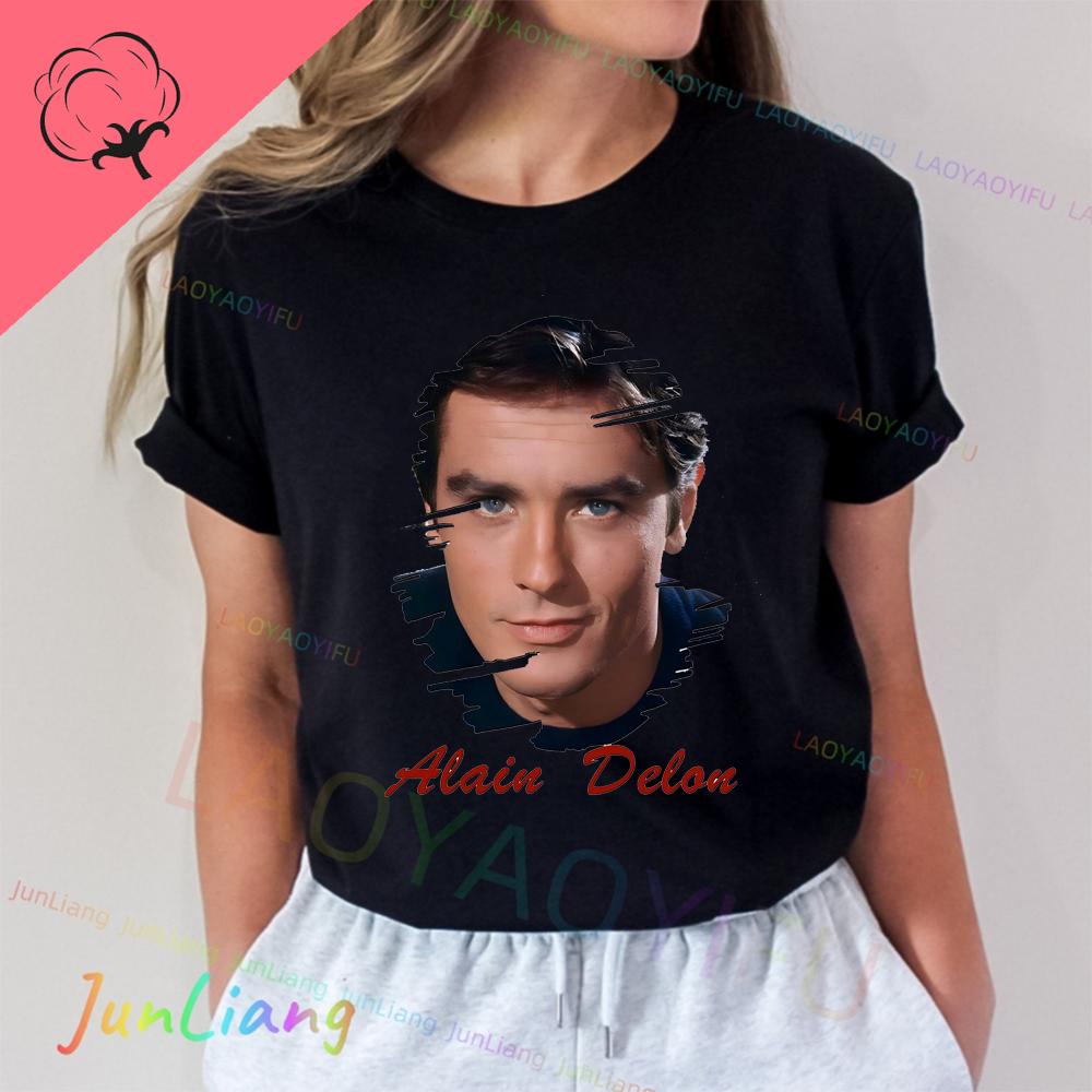 Alain Delon Unisex Tshirt 100 Cotton Short Sleeve Casual New Y2k Graphic Tee Unisexs Shirts Womens Tshirts Aesthetic Clothing