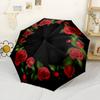 Red Rose Wreath Design Compact Travel Automatic Umbrella Compact & Durable 8-Rib Design Compact Design Durable Everyday Carry Umbrella