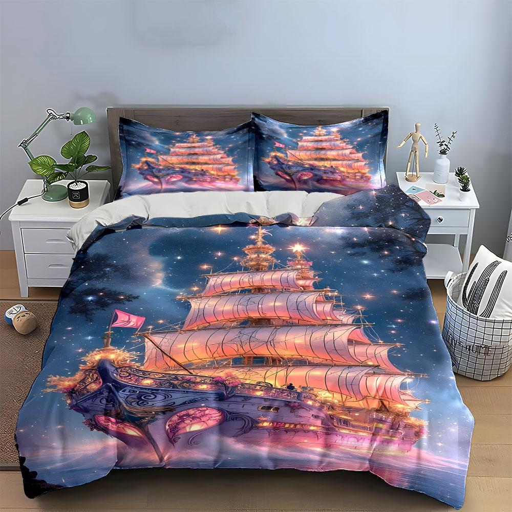 Sailing ship with stars. Bedding sets Duvet cover sets Duvet covers Pillowcases(1 * Duvet Cover 2 * Pillowcases without duvet insert)