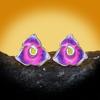 Изысканные маленькие женские белые серьги с фиолетовым цветком, серьги ручной работы с эмалью, женские украшения, элегантные вечерние украшения, подарки на день рождения