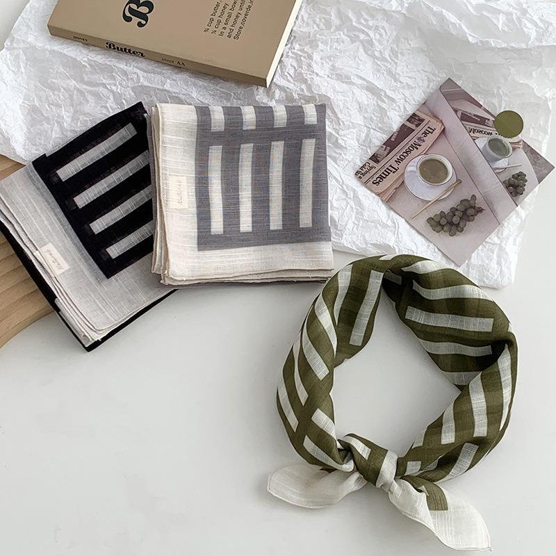 Silk Scarf Neck Small Square Scarf Spring and Summer New Floral Polka Dot Small Scarf Literary Headscarf Headband Bag Strap