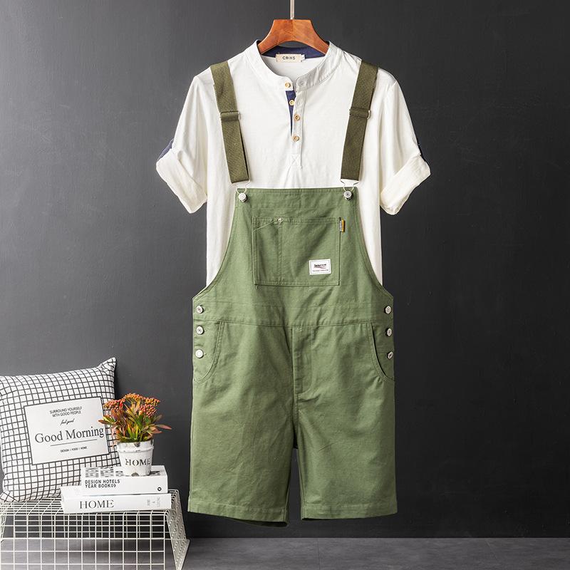 Мужской комбинезон Y2K Bib Shorts Casual Summer Plus Size Suspenders Briges Khaki Black Green
