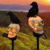 800MAH Solar Resin Halloween Crow Skull Light Outdoor Waterproof LED Light Balcony Holiday Lawn Lamp Garden Decor Decorative Light