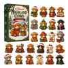 Highland Cattle Lovers Gift Cow Advent Calendar 2026, Christmas Countdown with 24 Acrylic 2D Seasonal Festive Decor Items Mini Figurine, Farm