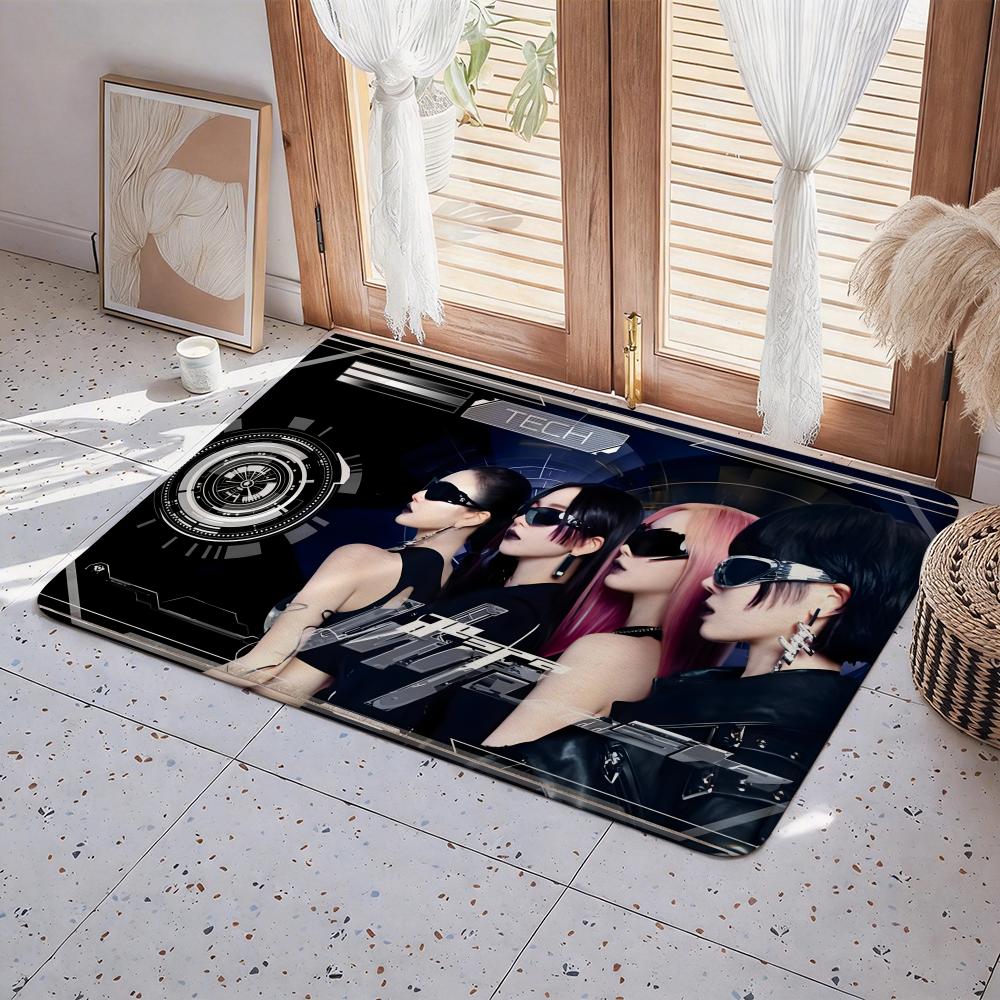 Kpop A aespa Floor Mat Eco Flannel Doormat Non Slip Odorless Indoor Floor Rug Soft Short Plush Home Mat