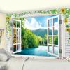 Окно дома арт-деко гобелен психоделическая сцена хиппи богемные украшения листы коврик для йоги украшение стены спальни